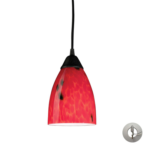 1 Light Pendant In Dark Rust And Fire Red Glass Includes An Adapter Kit To Allow For Easy Conversion Of A Recessed Light To A Pendant