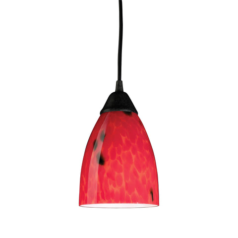 1 Light Pendant In Dark Rust And Fire Red Glass