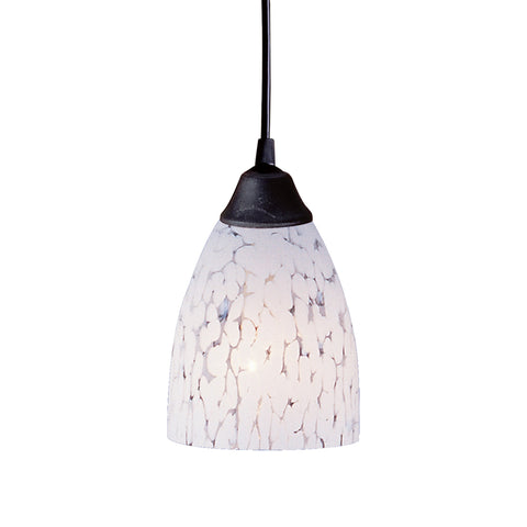 1 Light Pendant In Dark Rust And Show White Glass