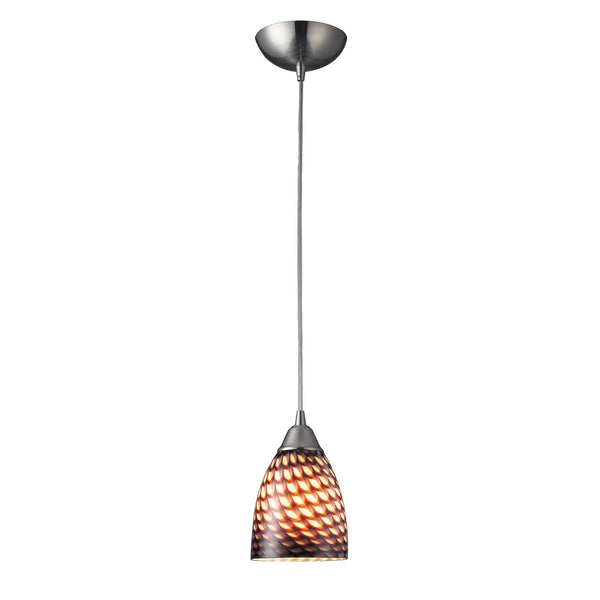1 Light Pendant In Satin Nickel And Coco Glass