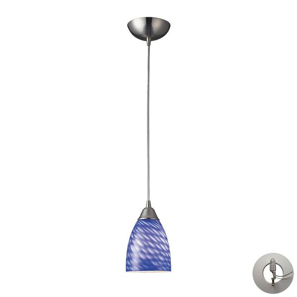 1 Light Pendant In Satin Nickel And Sapphire Glass Includes An Adapter Kit To Allow For Easy Conversion Of A Recessed Light To A Pendant