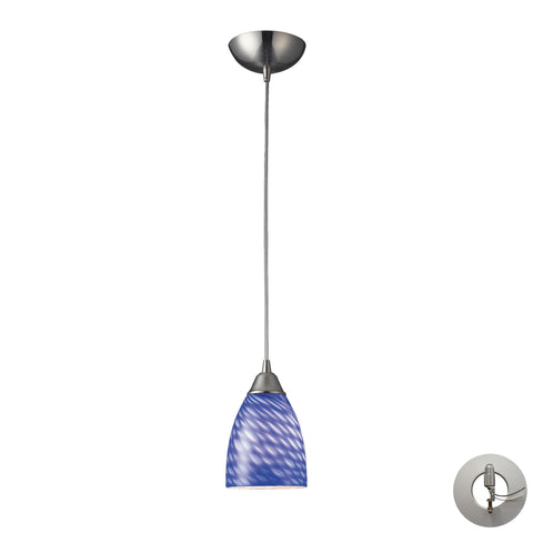 1 Light Pendant In Satin Nickel And Sapphire Glass Includes An Adapter Kit To Allow For Easy Conversion Of A Recessed Light To A Pendant