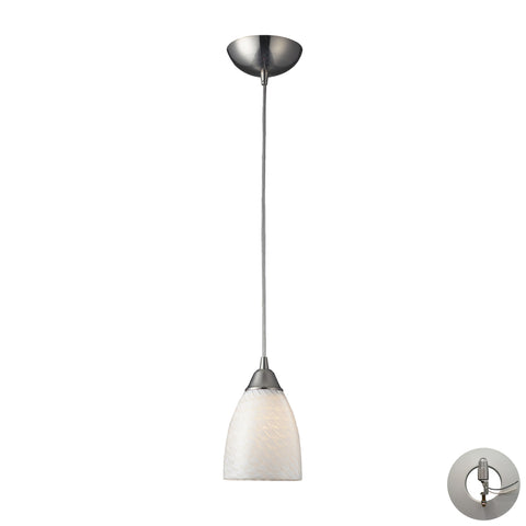 1 Light Pendant In Satin Nickel And White Swirl Glass Includes An Adapter Kit To Allow For Easy Conversion Of A Recessed Light To A Pendant