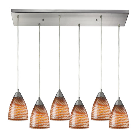 Arco Baleno 6 Light Pendant In Satin Nickel