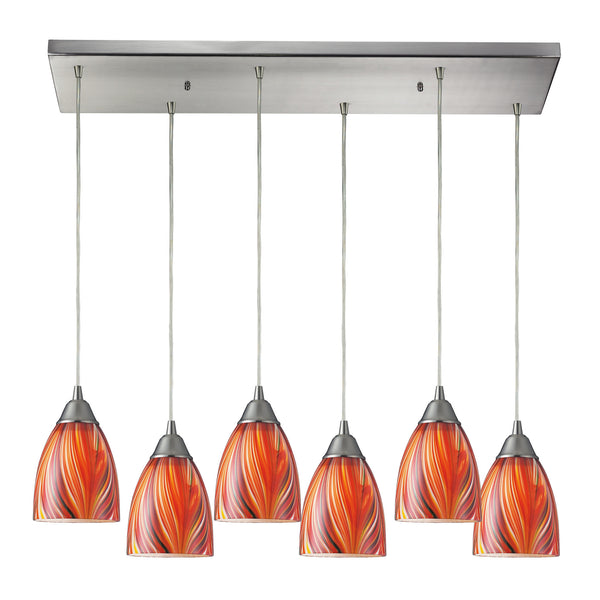 Arco Baleno 6 Light Pendant In Satin Nickel