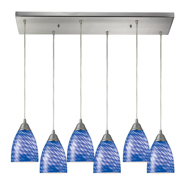 Arco Baleno 6 Light Pendant In Satin Nickel