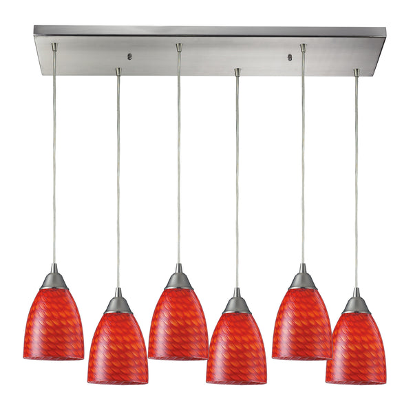 Arco Baleno 6 Light Pendant In Satin Nickel