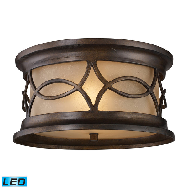 Burlington Gate 2-Light Outdoor Flush Mount In Hazelnut Bronze - LED, 800 Lumens (1600 Lumens Total) With Full Scale Dimming Range, 60 Watt (120 Watt Total)Equivalent , 120V Replaceable LED Bulb Included