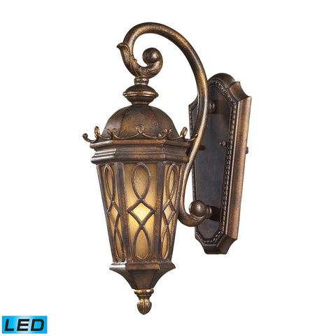 1 Light Outdoor Sconce In Hazlenut Bronze And  Amber Scavo Glass - LED Offering Up To 800 Lumens (60 Watt Equivalent) With Full Range Dimming. Includes An Easily Replaceable LED Bulb (120V).