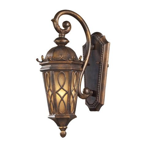 1 Light Outdoor Sconce In Hazlenut Bronze And  Amber Scavo Glass
