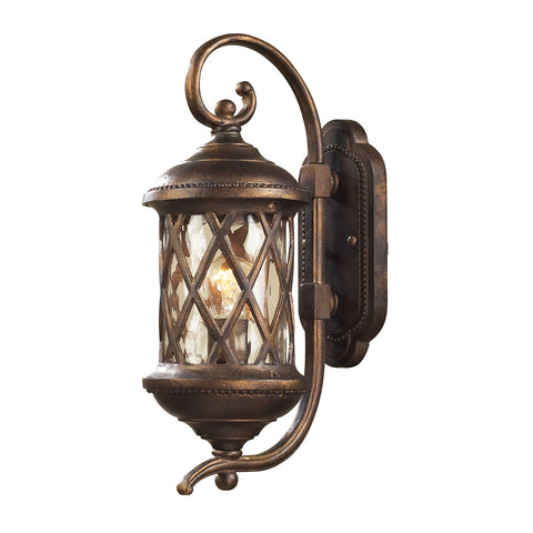 1 Light Outdoor Sconce In Hazlenut Bronze And Designer Water Glass