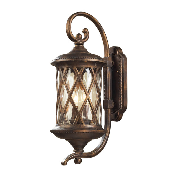 2 Light Outdoor Sconce In Hazlenut Bronze And Designer Water Glass
