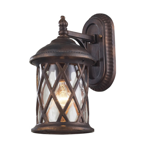 1 Light Outdoor Sconce In Hazlenut Bronze And Designer Water Glass