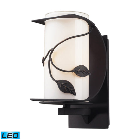 1 Light Wall Sconce In Weathered Charcoal - LED Offering Up To 800 Lumens (60 Watt Equivalent) With Full Range Dimming. Includes An Easily Replaceable LED Bulb (120V).