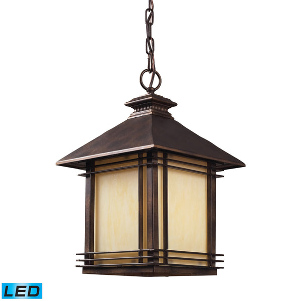 1 Light Outdoor Pendant In Hazlenut Bronze - LED Offering Up To 800 Lumens (60 Watt Equivalent) With Full Range Dimming. Includes An Easily Replaceable LED Bulb (120V).