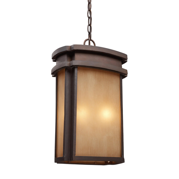 2 Light Outdoor  Pendant In A Clay Bronze Finish