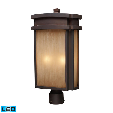 2 Light Outdoor Post Light In Clay Bronze - LED, 800 Lumens (1600 Lumens Total) With Full Scale Dimming Range, 60 Watt (120 Watt Total)Equivalent , 120V Replaceable LED Bulb Included