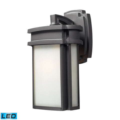 1- Light Outdoor Sconce In Graphite - LED Offering Up To 800 Lumens (60 Watt Equivalent) With Full Range Dimming. Includes An Easily Replaceable LED Bulb (120V).