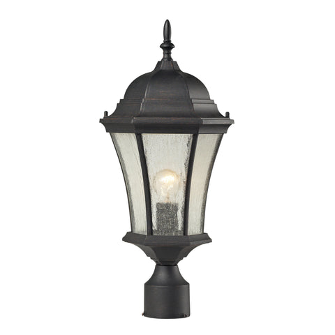 Wellington Park 1 Light Post Mount In Weathered Charcoal