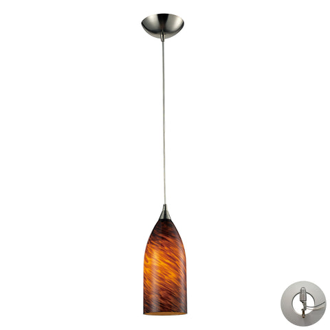 1 Light Pendant In Satin Nickel And Espresso Glass Includes An Adapter Kit To Allow For Easy Conversion Of A Recessed Light To A Pendant