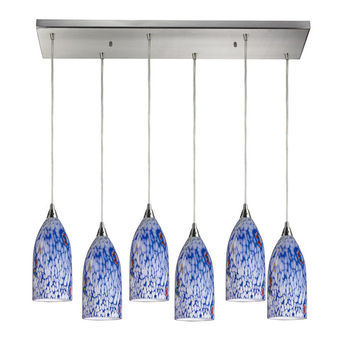 Verona 6 Light Pendant In Satin Nickel