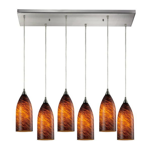 Verona 6 Light Pendant In Satin Nickel