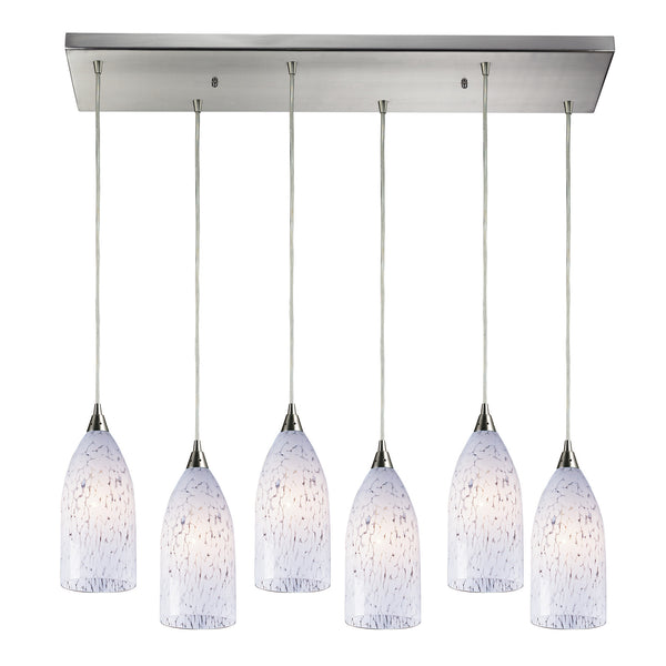 Verona 6 Light Pendant In Satin Nickel