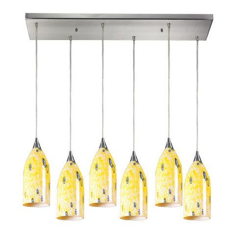 Verona 6 Light Pendant In Satin Nickel