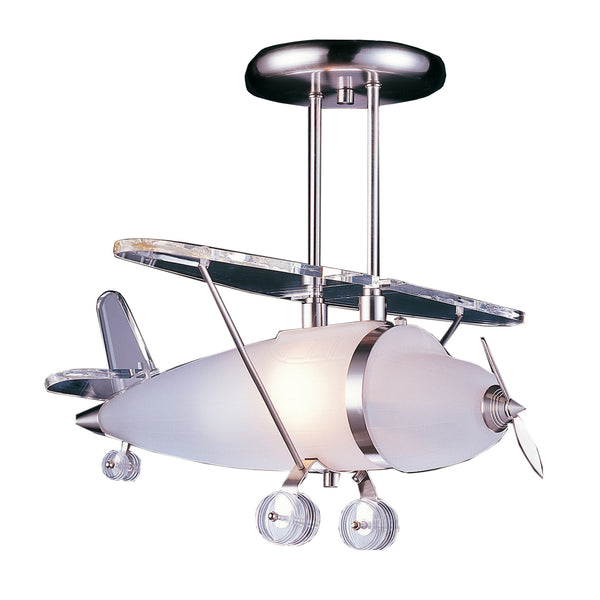 1 Light Biplane Shape Pendant In Satin Nickel
