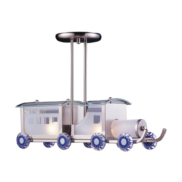 2 Light Choo Choo Pendant In Satin Nickel