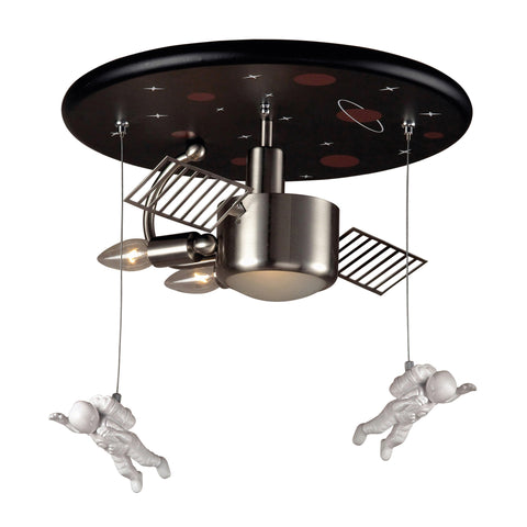 3 Light Astronaut Flush Mount In Satin Nickel