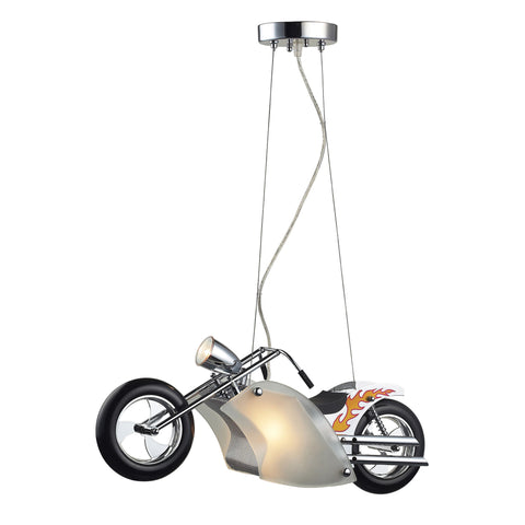 1 Light Motorcycle Pendant In Satin Nickel