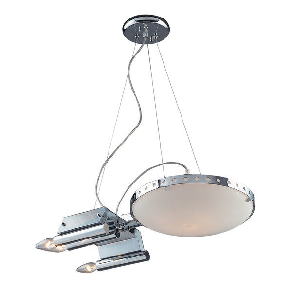 4 Light Spacecraft Pendant In Satin Nickel