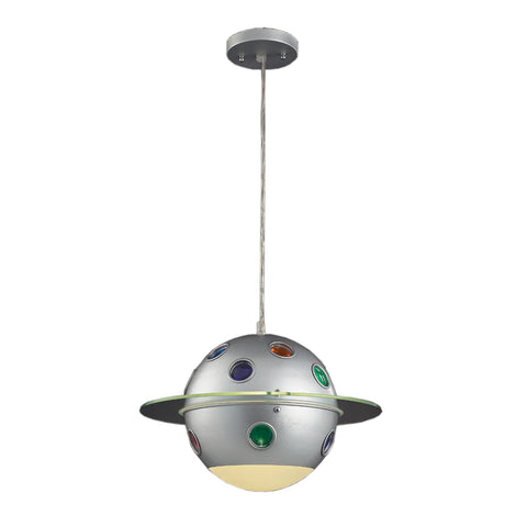 1 Light Constellation Pendant In Satin Nickel. Projects Soft Star And Planet Shapes On The Wall.