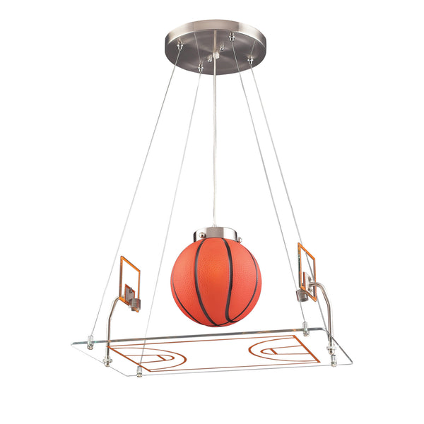 1 Light Basketball Court Pendant In Satin Nickel