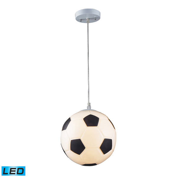 1 Light Soccer Ball Pendant In Silver - LED Offering Up To 800 Lumens (60 Watt Equivalent) With Full Range Dimming. Includes An Easily Replaceable LED Bulb (120V).