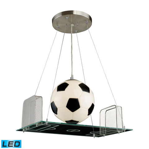 1 Light Pendant In A Soccer Field Motif - LED Offering Up To 800 Lumens (60 Watt Equivalent) With Full Range Dimming. Includes An Easily Replaceable LED Bulb (120V).