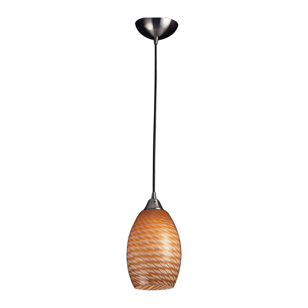 1 Light Pendant In Satin Nickel With Coco Glass - LED Offering Up To 300 Lumens (25 Watt Equivalent) With Full Range Dimming. Includes An Easily Replaceable LED Bulb (120V).