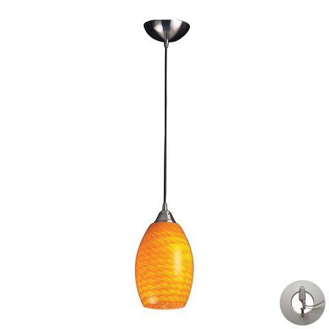 1 Light Pendant In Satin Nickel With Canary Glass Includes An Adapter Kit To Allow For Easy Conversion Of A Recessed Light To A Pendant