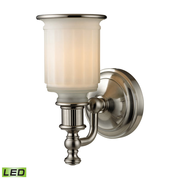 Acadia Collection 1 light bath in Brushed Nickel - LED Offering Up To 800 Lumens (60 Watt Equivalent) With Full Range Dimming. Includes An Easily Replaceable LED Bulb (120V).
