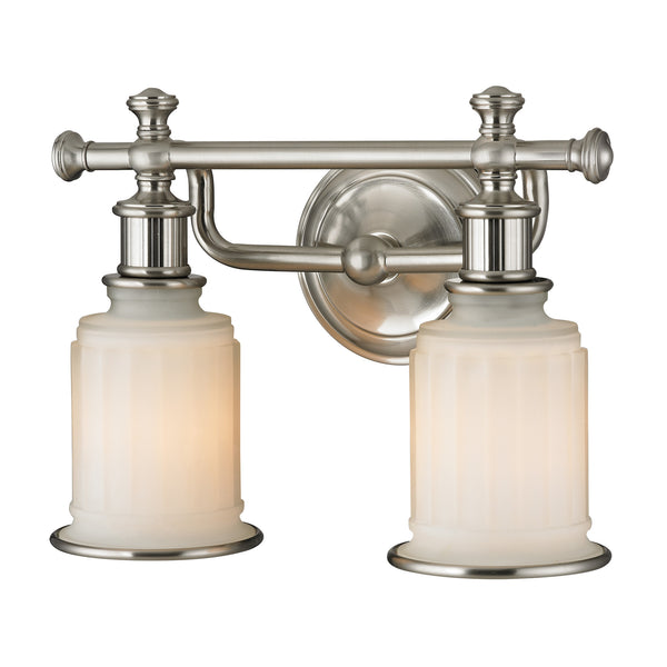 Acadia Collection 2 light bath in Brushed Nickel