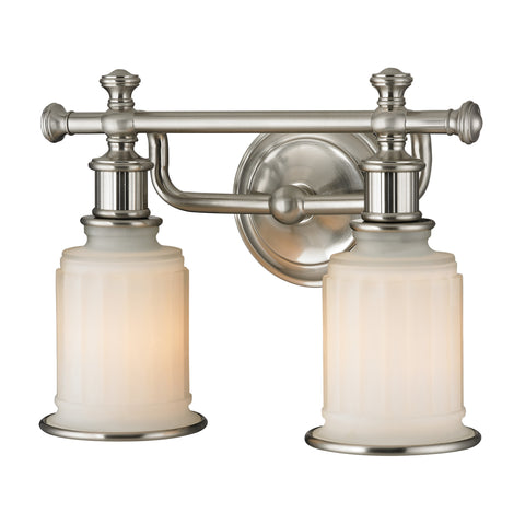 Acadia Collection 2 light bath in Brushed Nickel