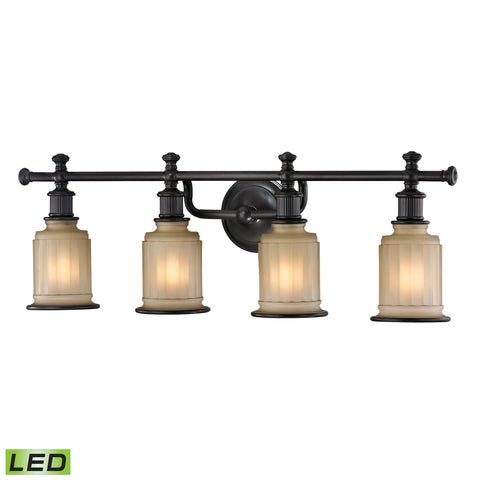 Acadia Collection 4 light bath in Oil Rubbed Bronze - LED, 800 Lumens (3200 Lumens Total) With Full Scale Dimming Range, 60 Watt (240 Watt Total)Equivalent , 120V Replaceable LED Bulb Included.