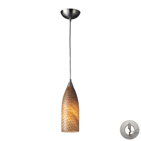 1 Light Pendant In Satin Nickel With Cocoa Glass Includes An Adapter Kit To Allow For Easy Conversion Of A Recessed Light To A Pendant