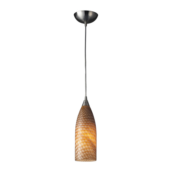 1 Light Pendant In Satin Nickel With Cocoa Glass - LED Offering Up To 300 Lumens (25 Watt Equivalent) With Full Range Dimming. Includes An Easily Replaceable LED Bulb (120V).