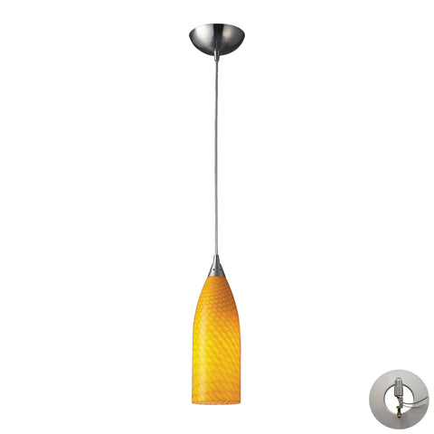 1 Light Pendant In Satin Nickel With Canary Yellow Glass Includes An Adapter Kit To Allow For Easy Conversion Of A Recessed Light To A Pendant