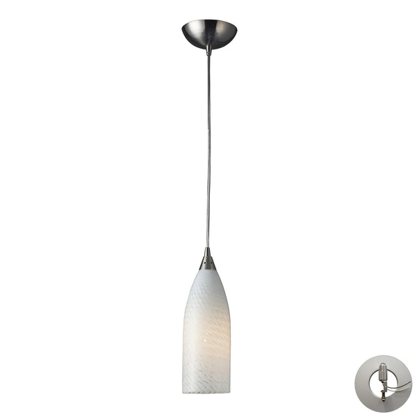 1 Light Pendant In Satin Nickel With White Swirl Glass Includes An Adapter Kit To Allow For Easy Conversion Of A Recessed Light To A Pendant