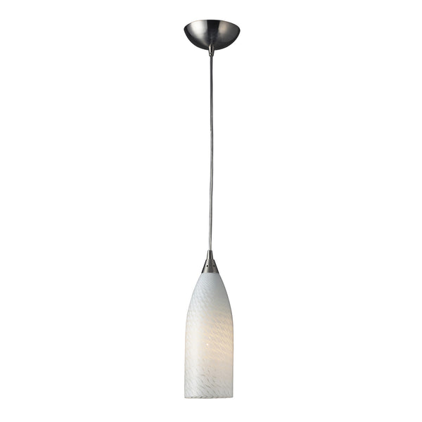 1 Light Pendant In Satin Nickel With White Swirl Glass - LED Offering Up To 300 Lumens (25 Watt Equivalent) With Full Range Dimming. Includes An Easily Replaceable LED Bulb (120V).