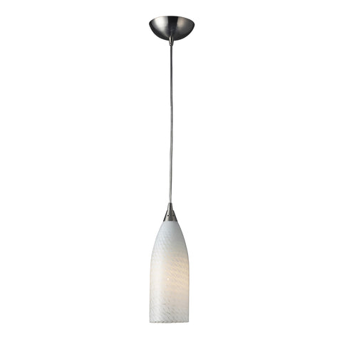 1 Light Pendant In Satin Nickel With White Swirl Glass - LED Offering Up To 300 Lumens (25 Watt Equivalent) With Full Range Dimming. Includes An Easily Replaceable LED Bulb (120V).