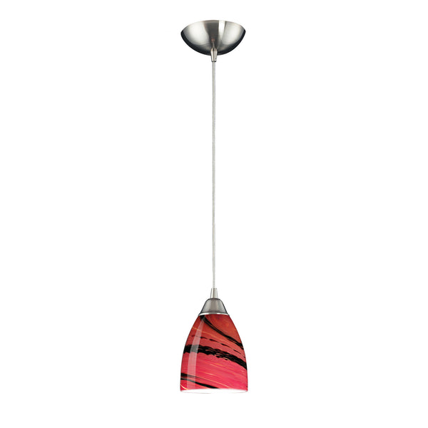 1 Light Pendant In Satin Nickel And Autumn Glass